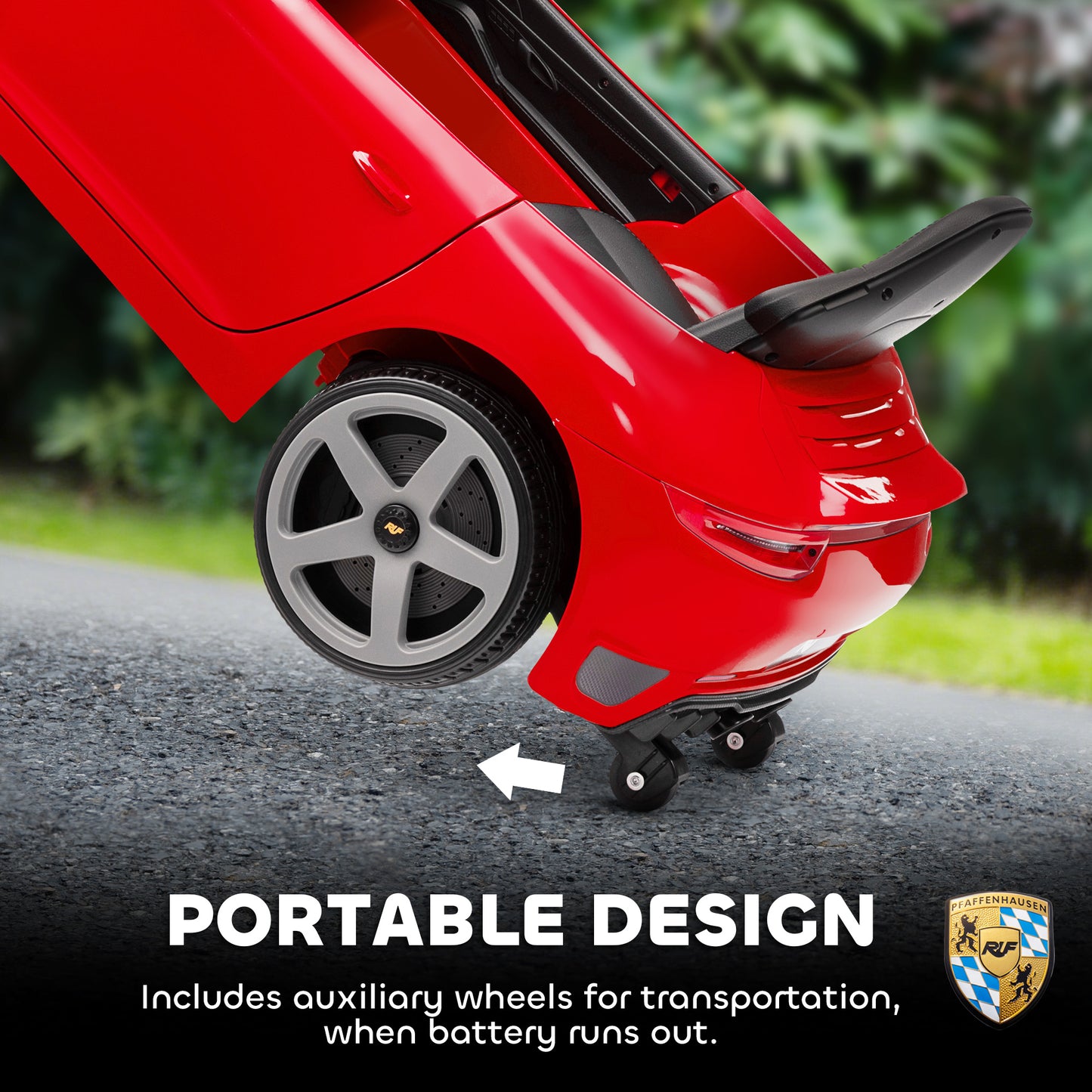 Kids Electric Car, 12V Licensed RUF GT Ride on Car with Suspension, Remote Control, Music, for 3-5 Years, Red