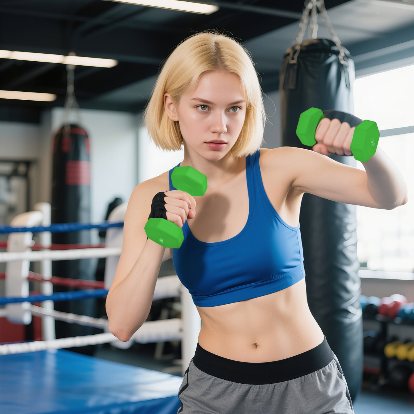 Hex Dumbbells Set with Dumbbell Rack, Non Slip Hand Weights for Home Gym Strength Training, 2 x 1kg, 2 x 3kg, 2 x 5kg
