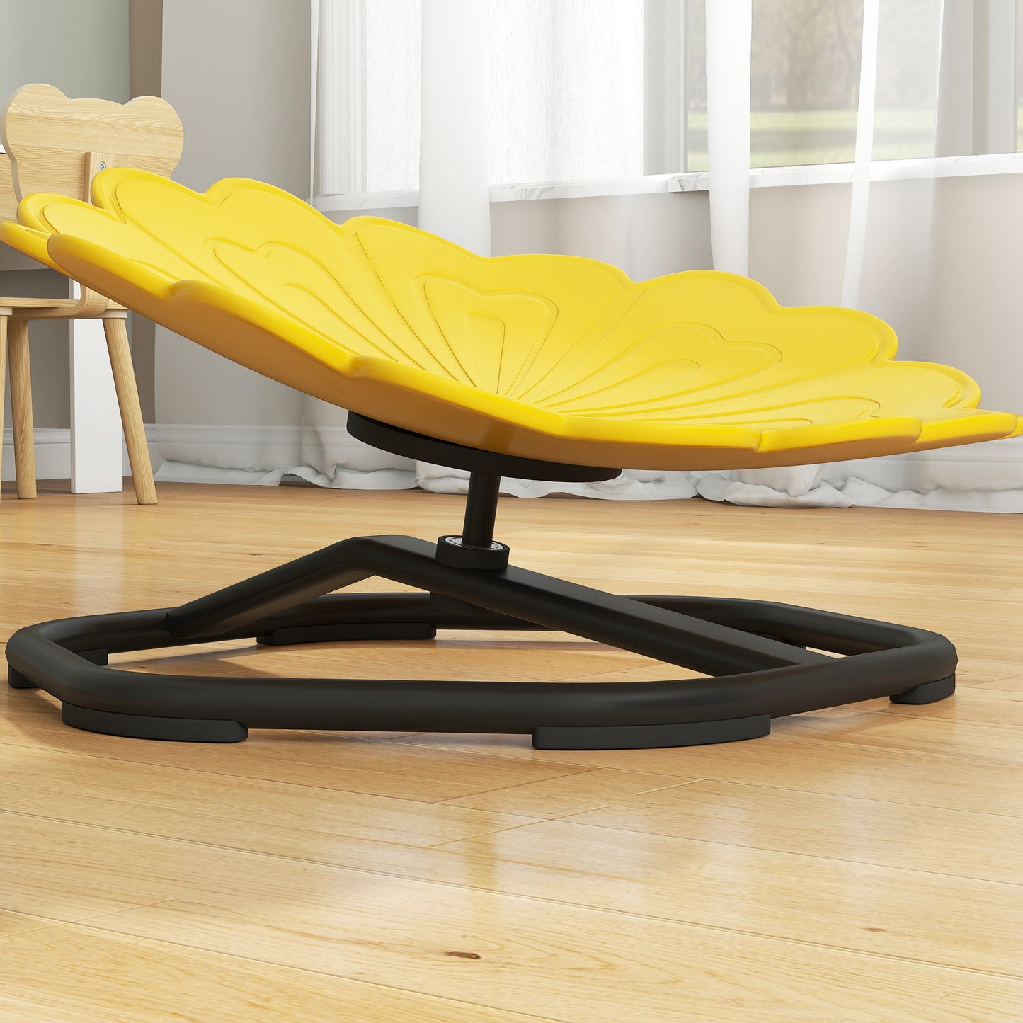 Flower-Shaped Sensory Spinning Chair with Non-Slip Base for Balance/Coordination, Yellow