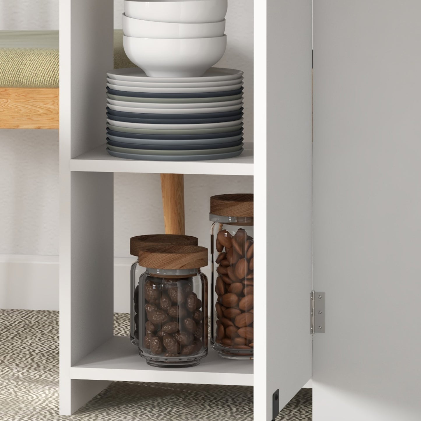 Folding Dining Table, Drop Leaf Table for Small Spaces, Foldable Table with Drawer and Storage Shelves for Kitchen