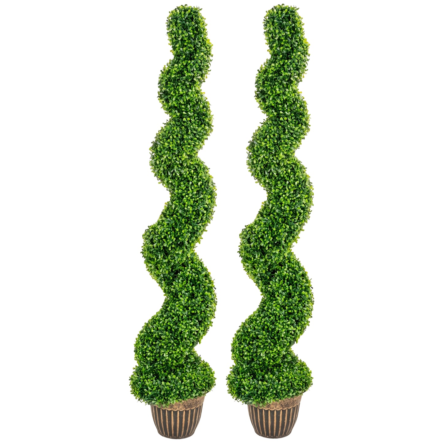 Set of 2 Artificial Plants, Topiary Spiral Boxwood Trees with Pot, for Home Indoor Outdoor Decor, 150cm