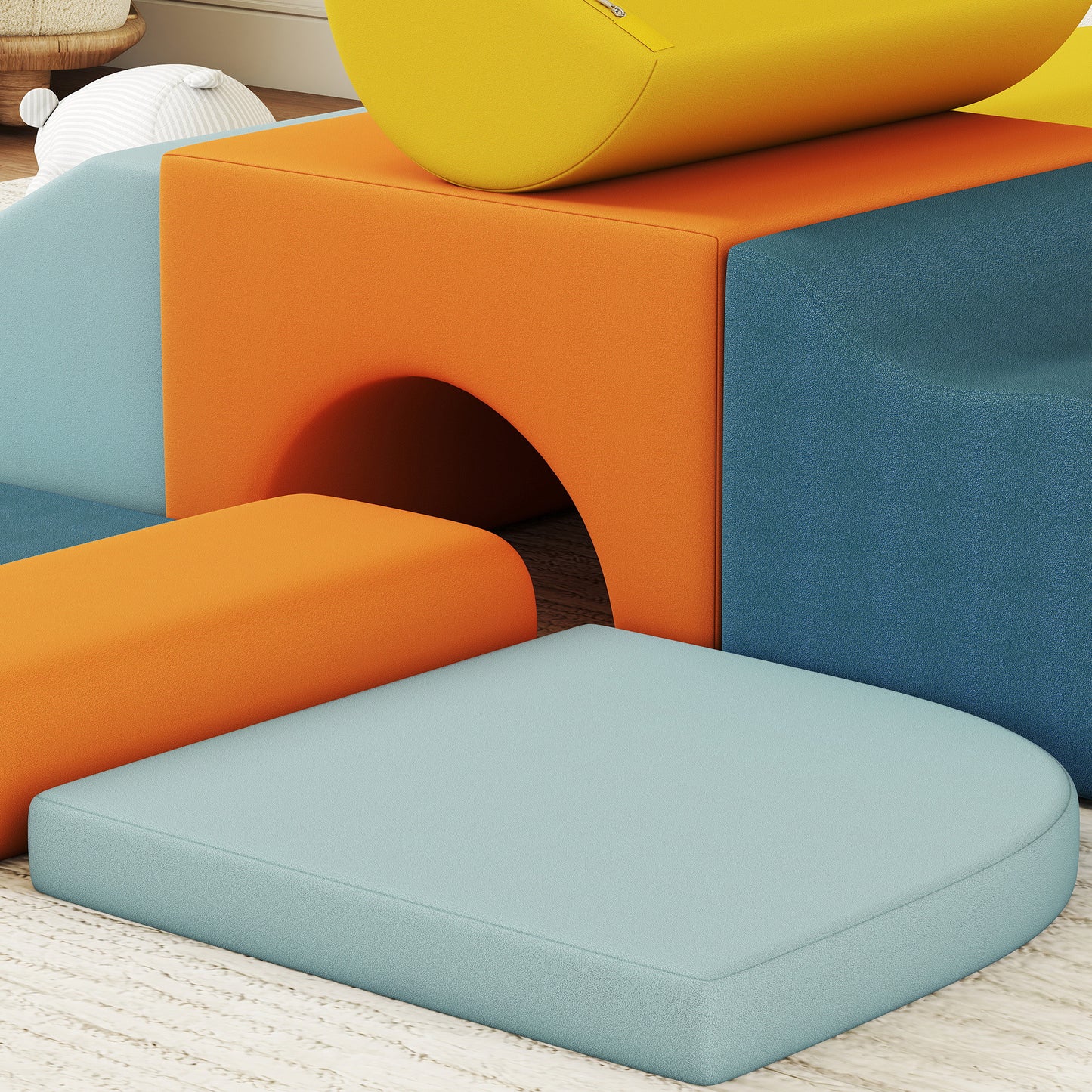 9-Piece Soft Play Set, Kids Soft Play Foam Blocks with Detachable Cover for Climbing and Crawling