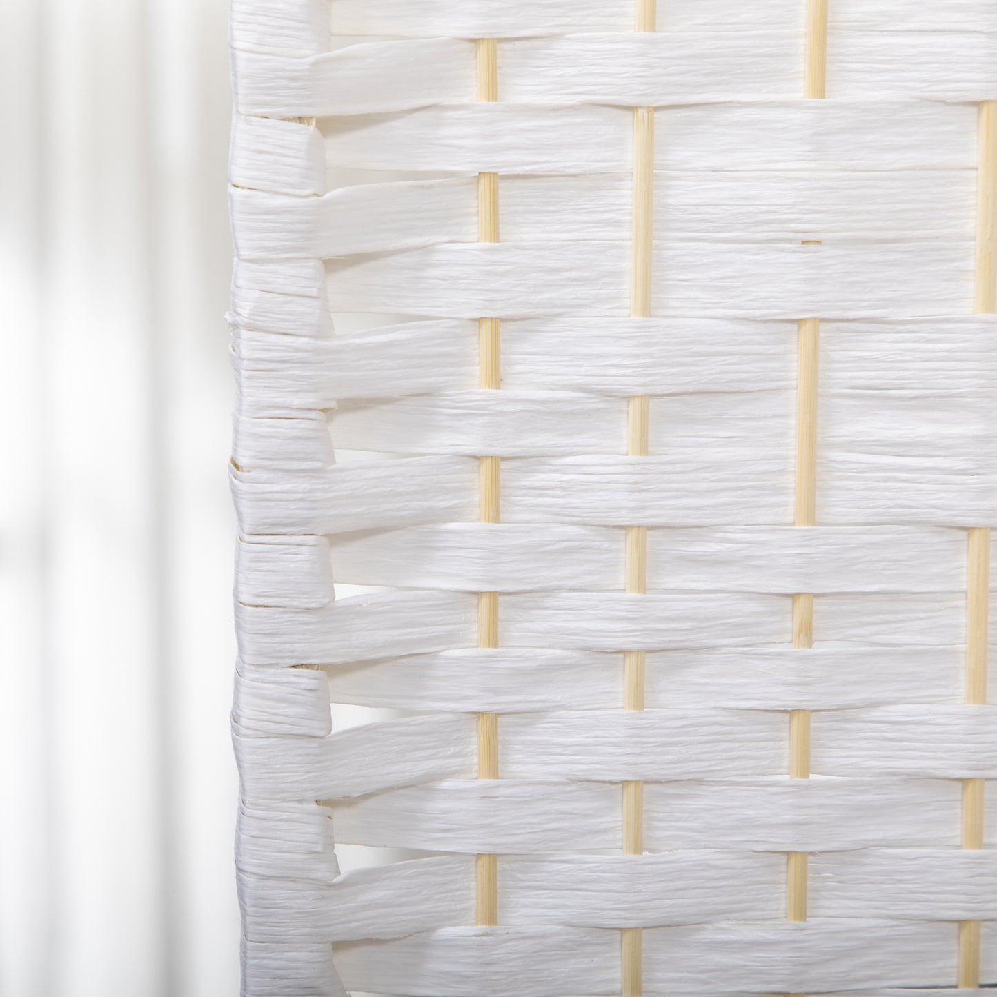 4 Panel Folding Room Divider, Privacy Screen, Paravent Partition Separator for Living Room, Bedroom, White