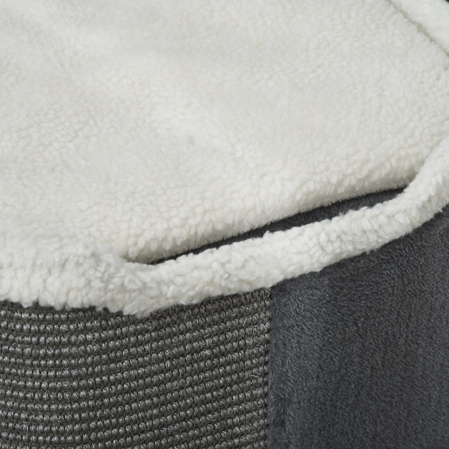 Cat Barrel Scratching Post Cat Tree for Indoor Cats Kitten Climbing Frame Pet Play Tower Soft Plush & Lamb Fleece Grey