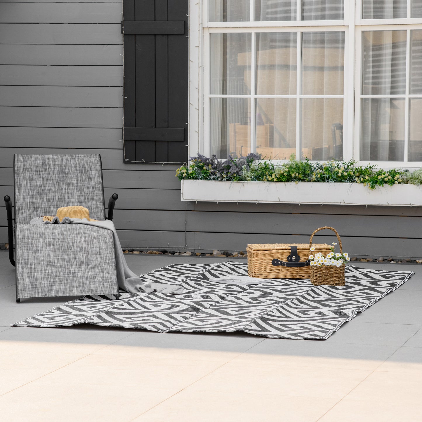 152 x 243 cm(5x 8ft) Outdoor Rug Reversible Mat Plastic Straw Rug Portable RV Camping Mat for Garden Deck Picnic Indoor