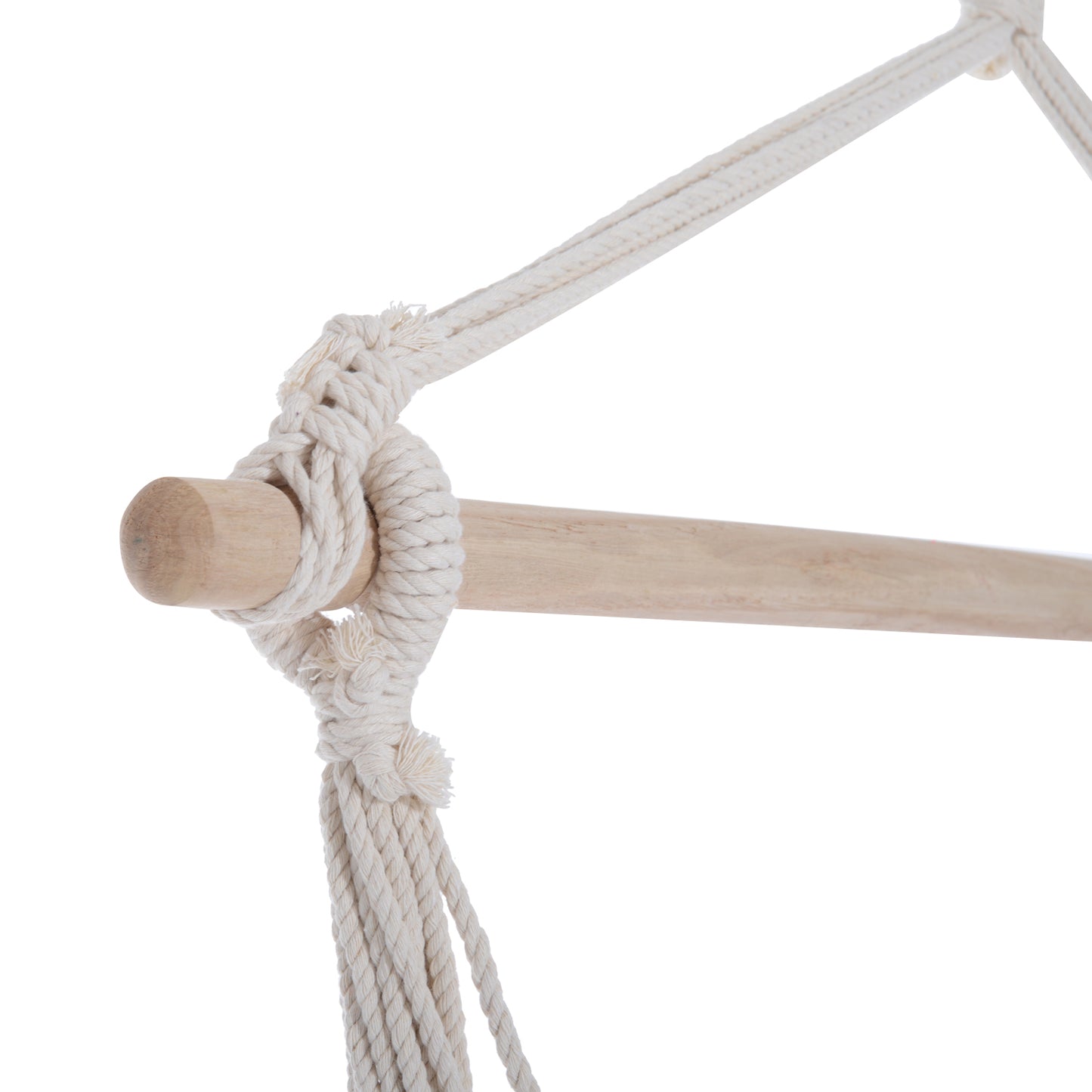 Outdoor Hanging Rope Chair with Cotton Rope, Garden Hammock Chair with Wooden Support Bar Cotton Cloth