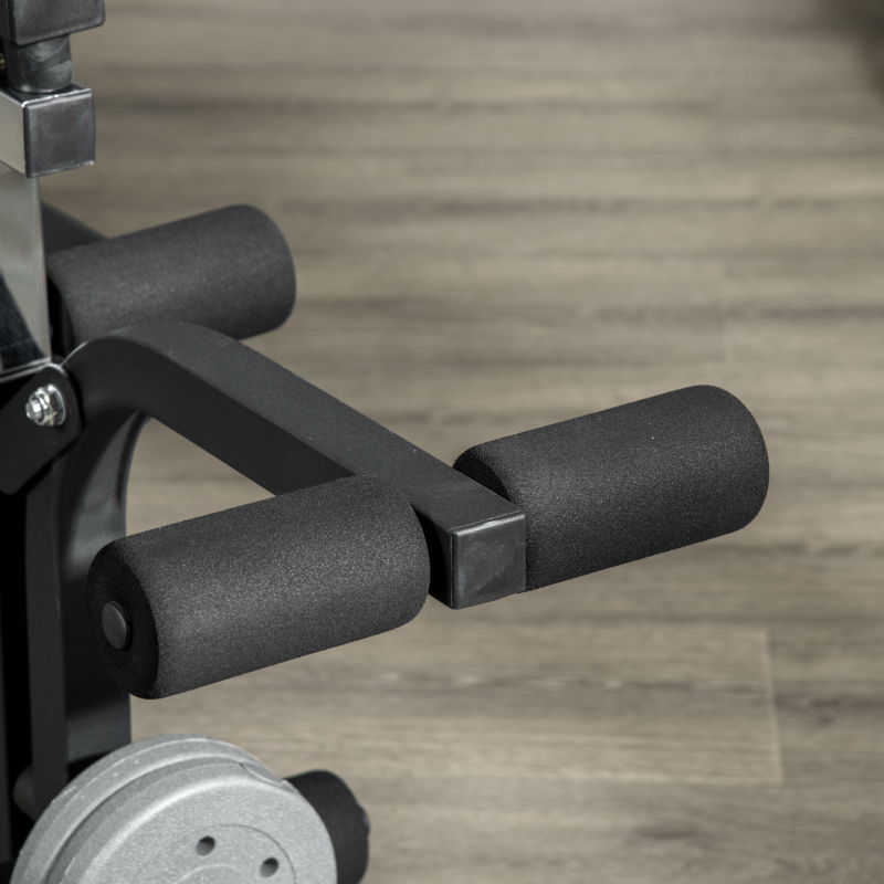 Adjustable Weight Bench with Pulley System, Incline Bench Press Set with Squat Rack, Leg Developer