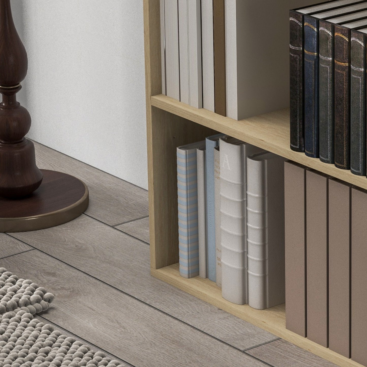 2 Tier Bookshelf, Low Bookcase with Adjustable Shelf, 2 Compartments for Home Office, Living Room, Study, Natural