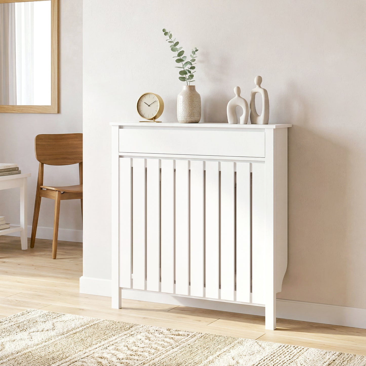 93 x 88.5cm Rustic-Look Radiator Cover - White