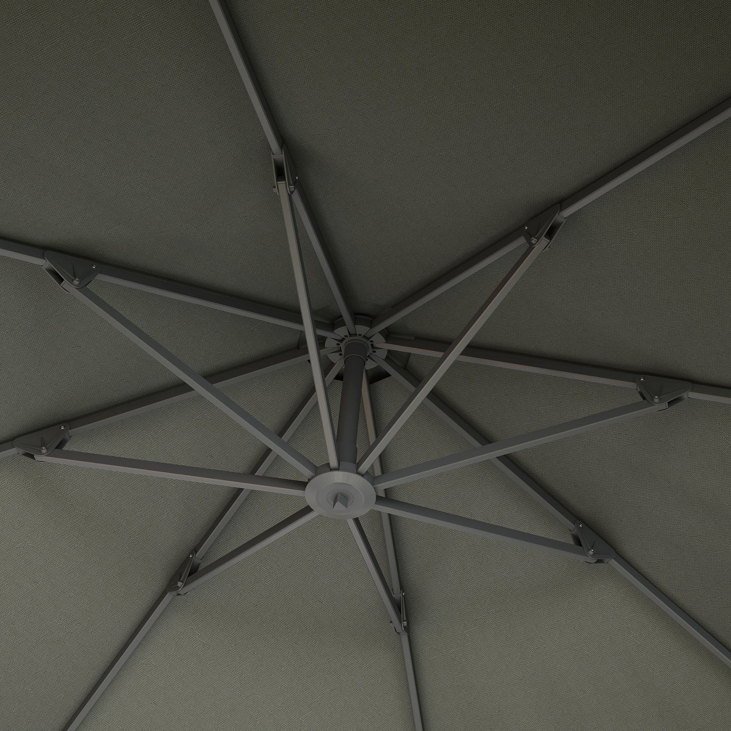3(m) Garden Cantilever Parasol, Round Overhanging Umbrella with Crank Handle, Cross Base, Aluminium Frame and 360° Rotation