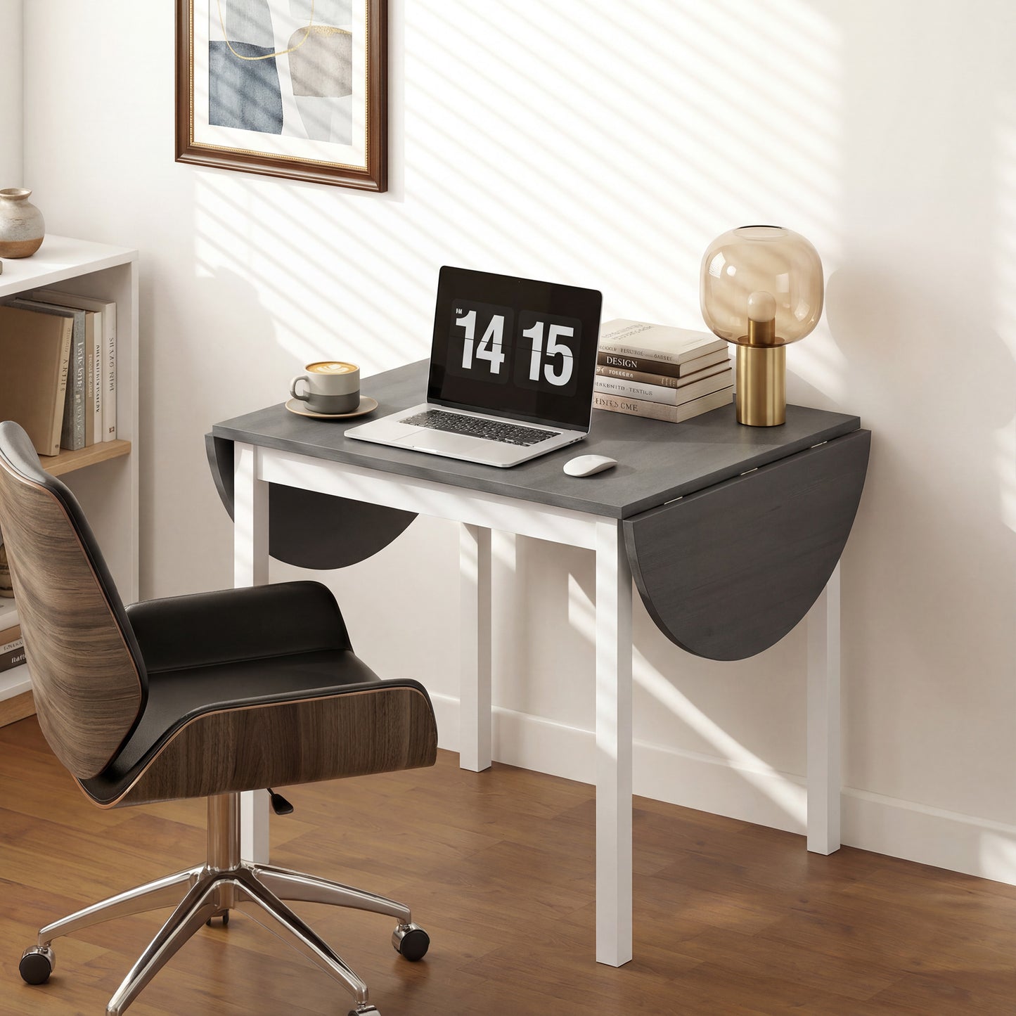 4-6 Person Wooden Drop-Leaf Table - Grey