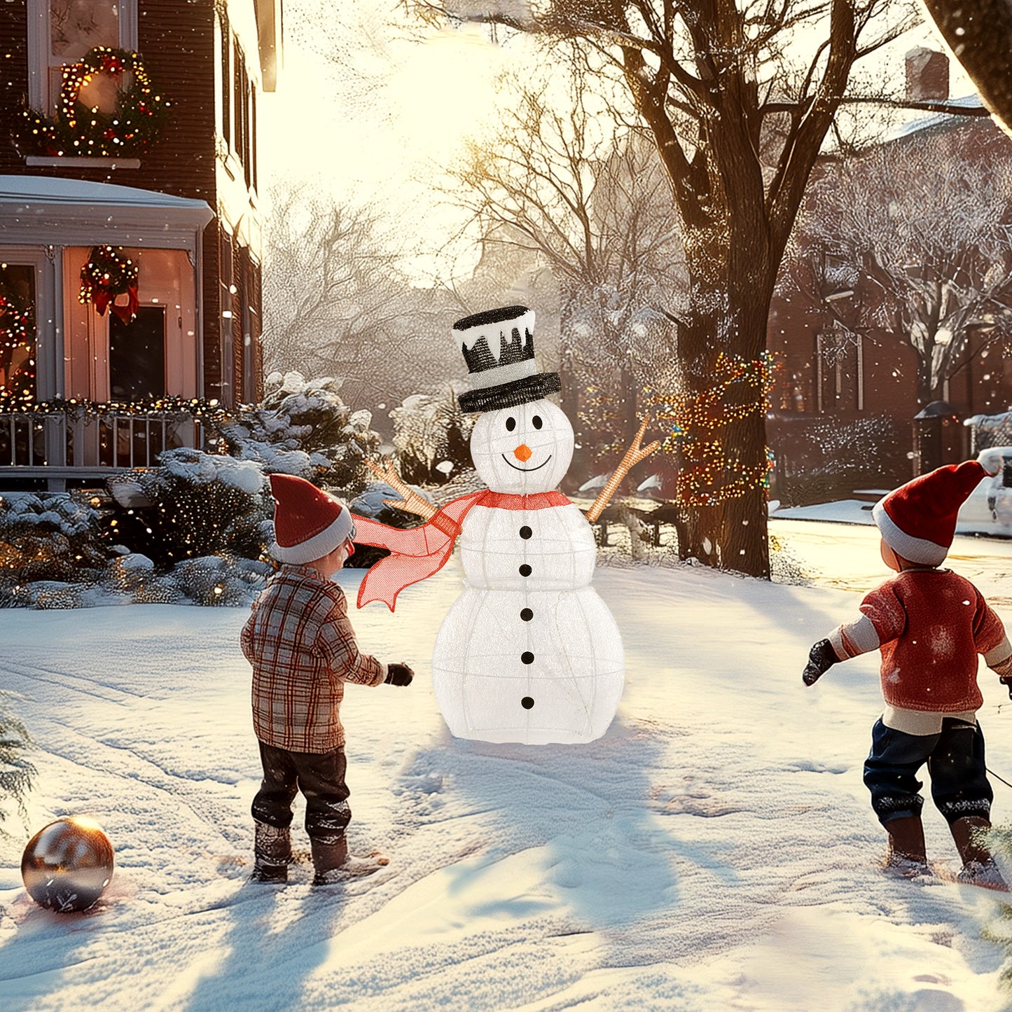 3ft 78 LED Light Outdoor Snowman Decoration, with Accessories