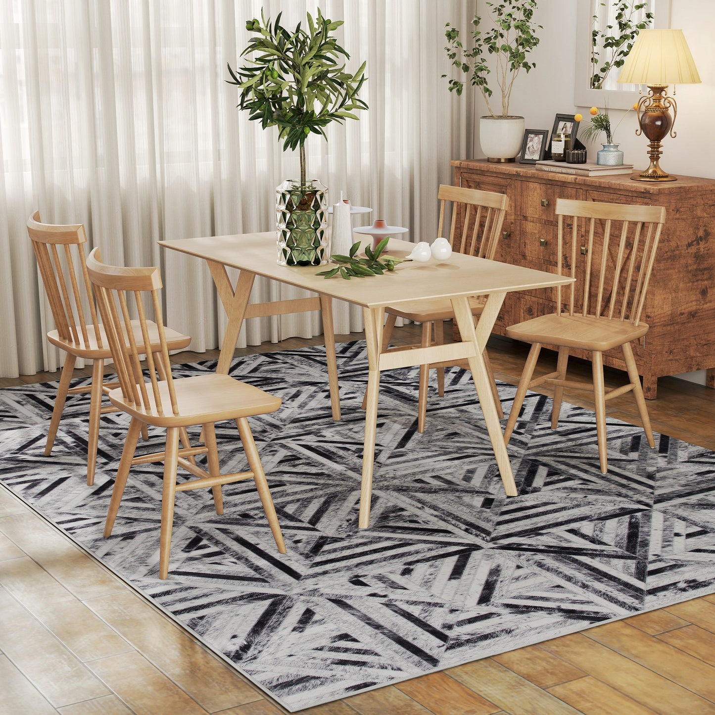 Modern Area Rug, Triangle Pattern Non-Slip Washable Rug, Chenille Floor Carpet for Living Room, Bedroom, Dining Room