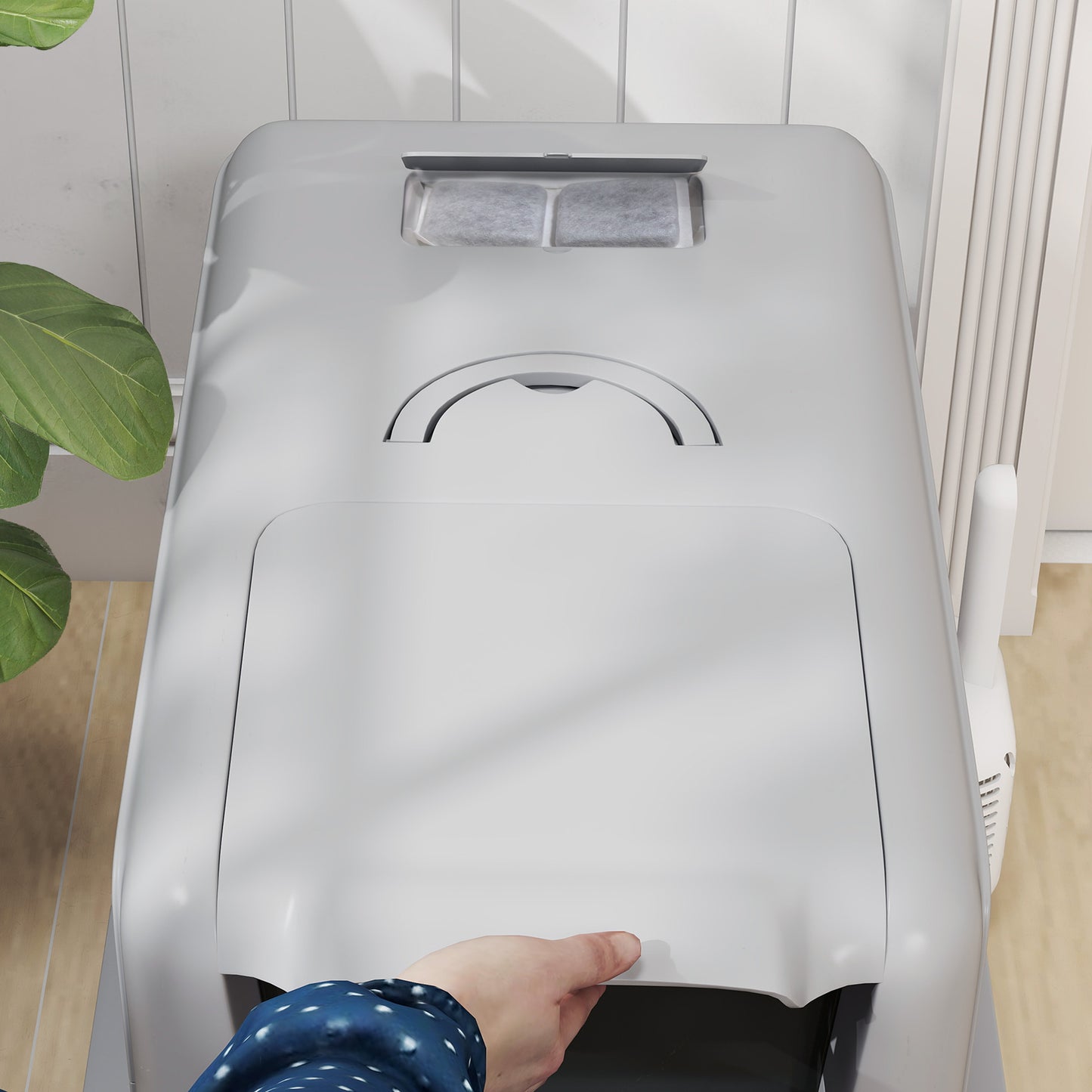 Stainless Steel Cat Litter Box with Removable Lid, Scoop, Filter Bags, for Larger Cats, Grey