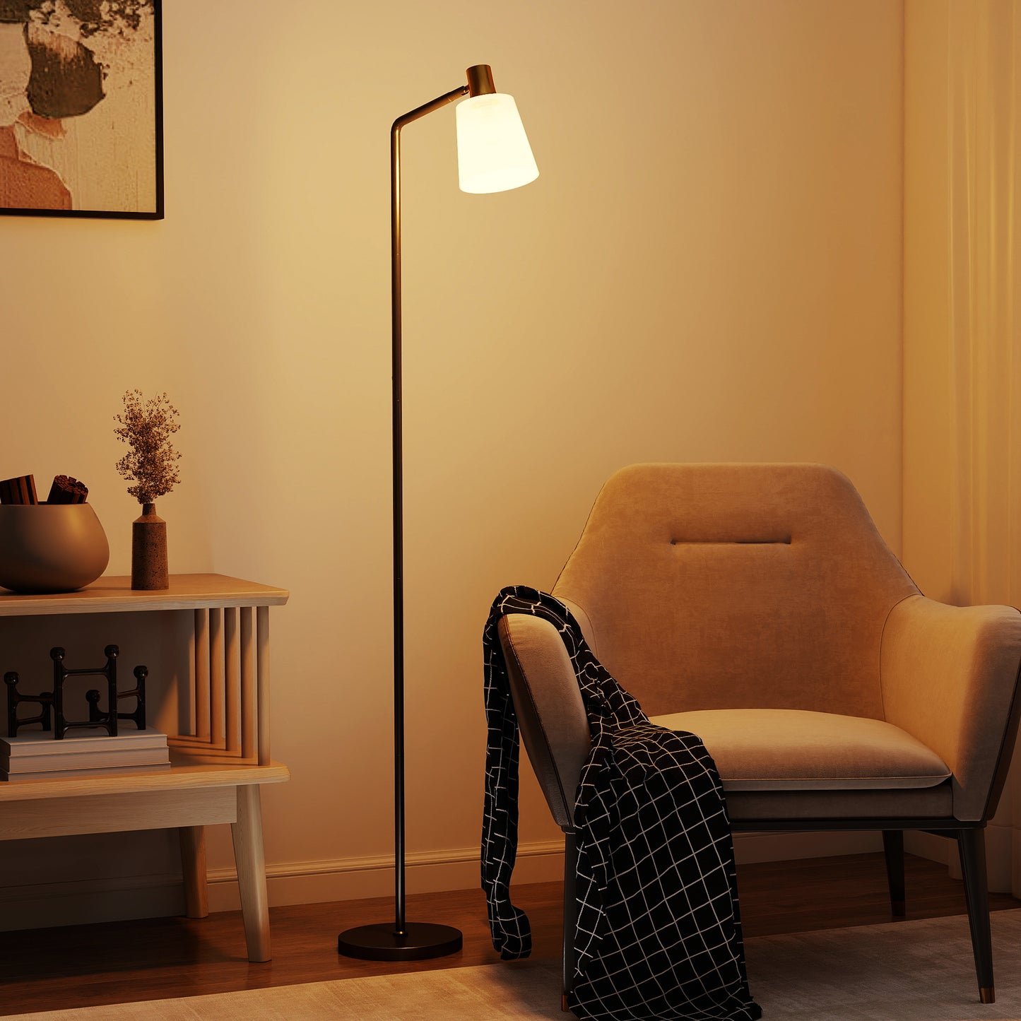 Floor Lamp with 350° Rotatable Head, Modern Standing Lamp with 3000K/4000K/6500K Colour Temperatures for Living Room Office