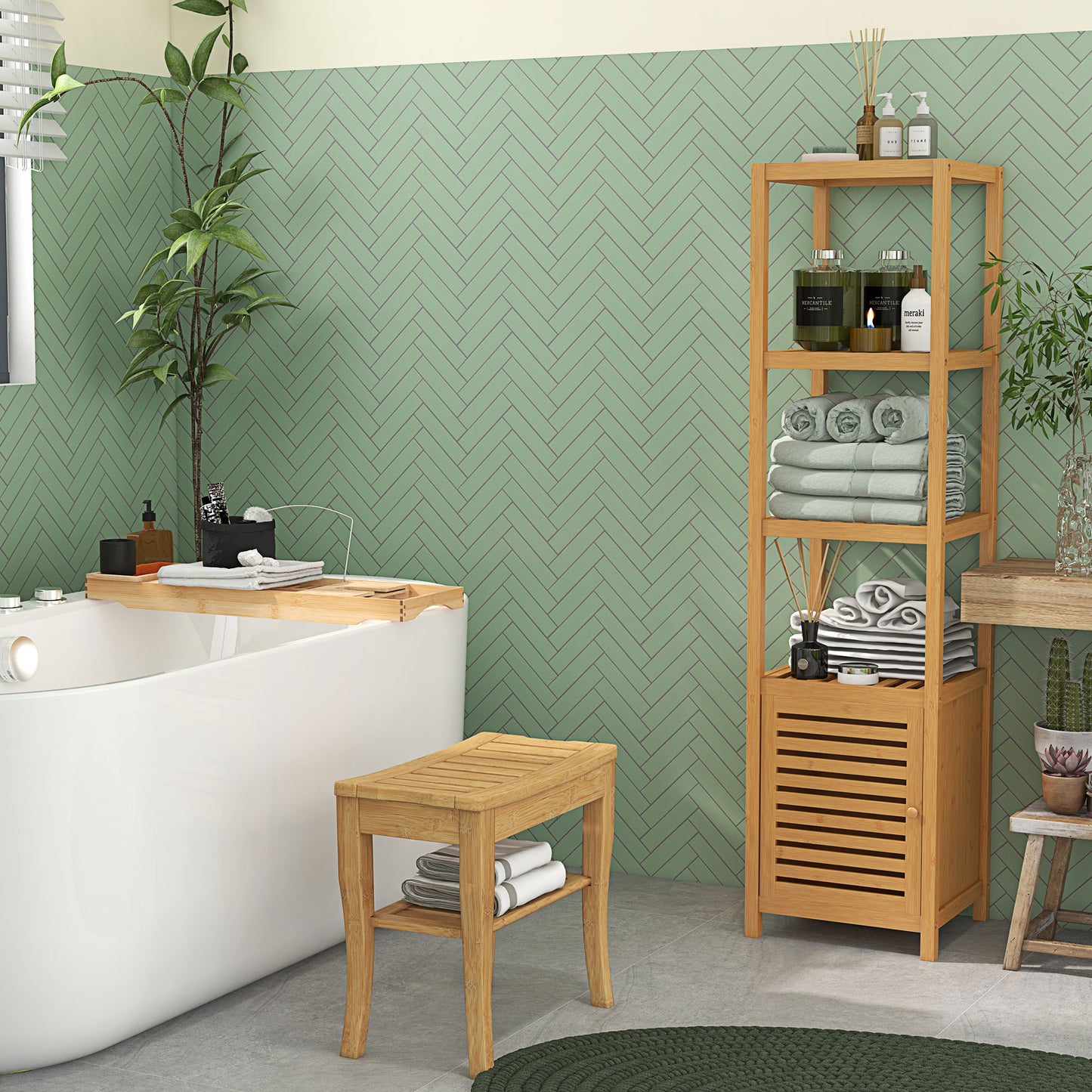 Extendable Bamboo Bathtub Shelf Rack Bath Caddy Tray Bathroom Storage