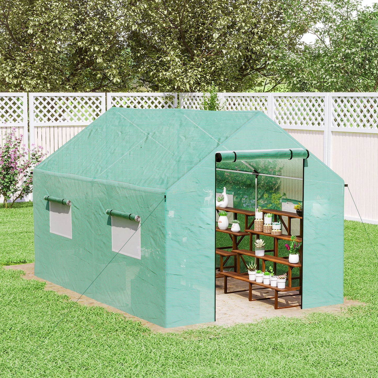 Polyethylene Walk-in Polytunnel Greenhouse, 2 x 3(m), Green