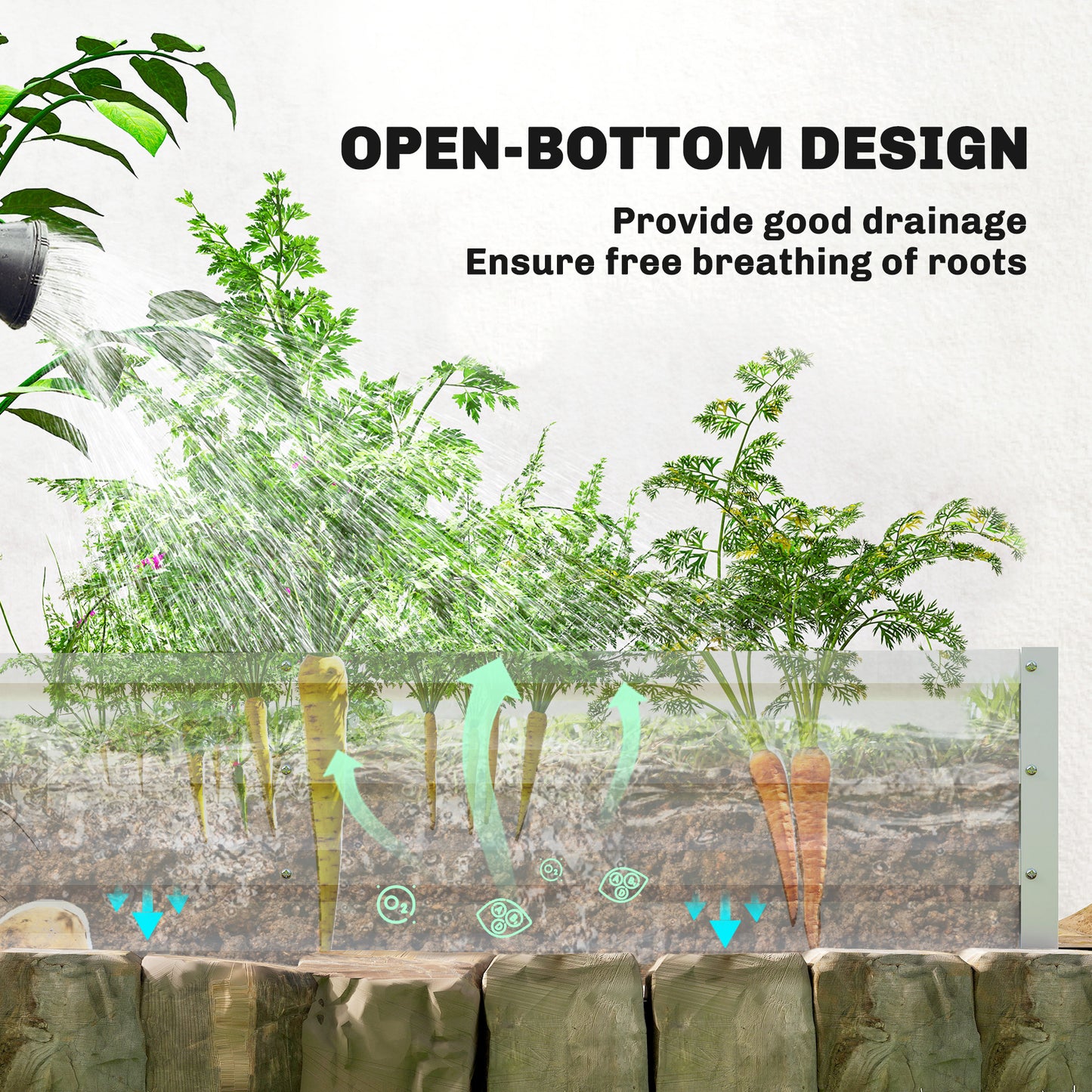 Small Greenhouse with Raised Garden Bed, Galvanised Walk-in Greenhouse with Roll Up Windows, 141 x 141 x 190 cm, White