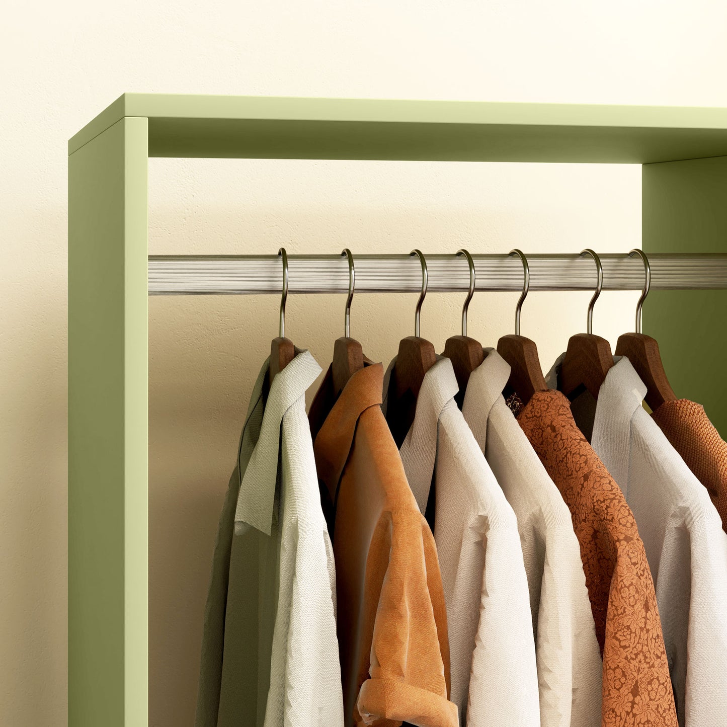 Open Wardrobe on Wheels, Bedroom Wardrobe with Clothes Hanging Rail, 2 Storage Shelves, Mobile Garment Rack for Cloakroom