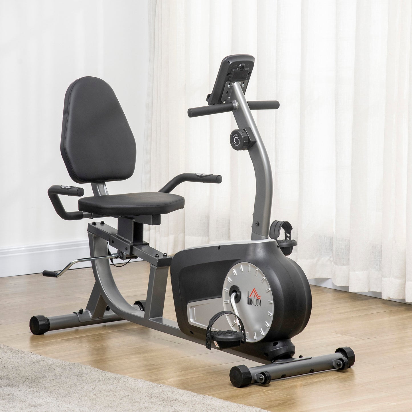 Exercise Bike with LCD Display, Stationary Bike with Quiet 8-Level Magnetic Resistance, Adjustable Seat and Backrest