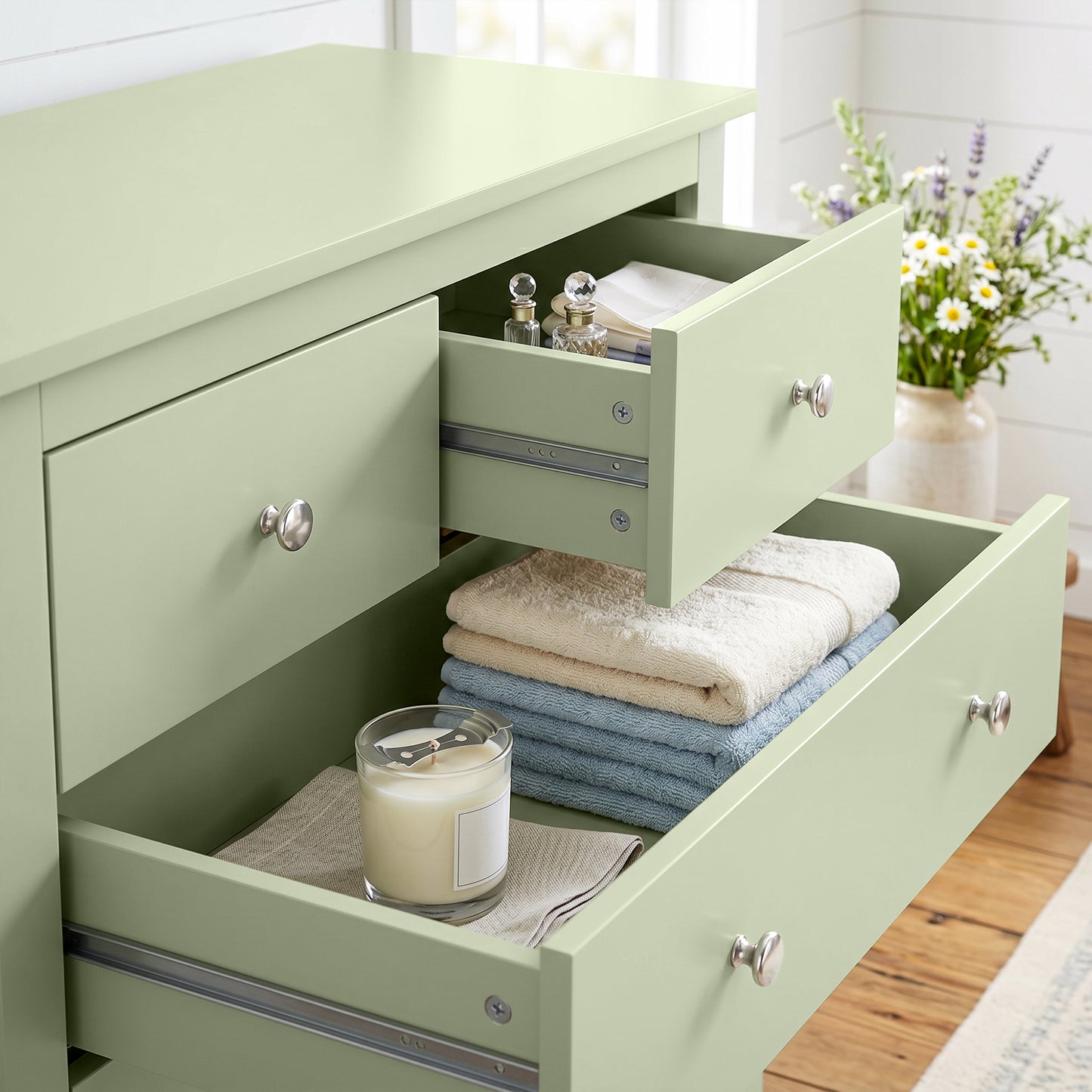 5 Drawer Chest of Drawers, Modern Dresser for Bedroom, Bedside Storage Cabinet