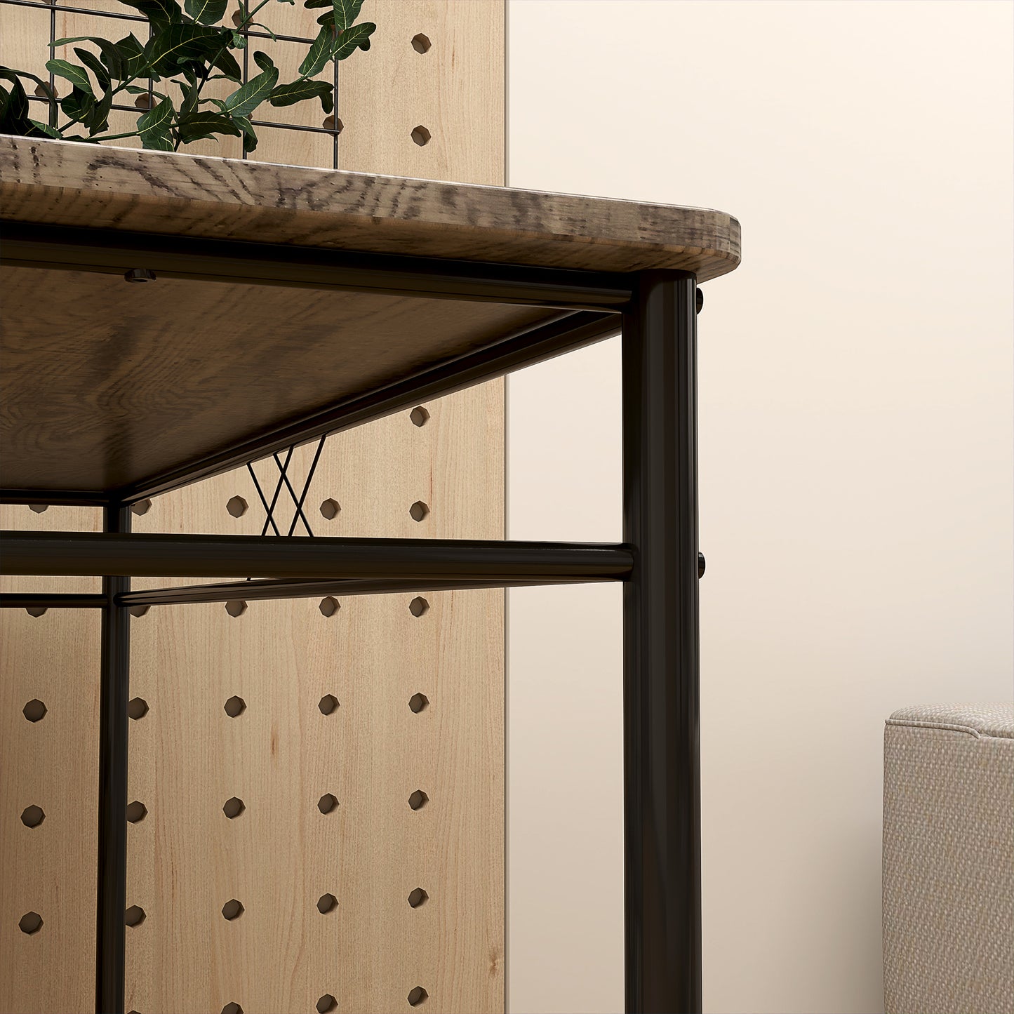 Five-Piece Minimal Dining Set - Oak-Effect/Black