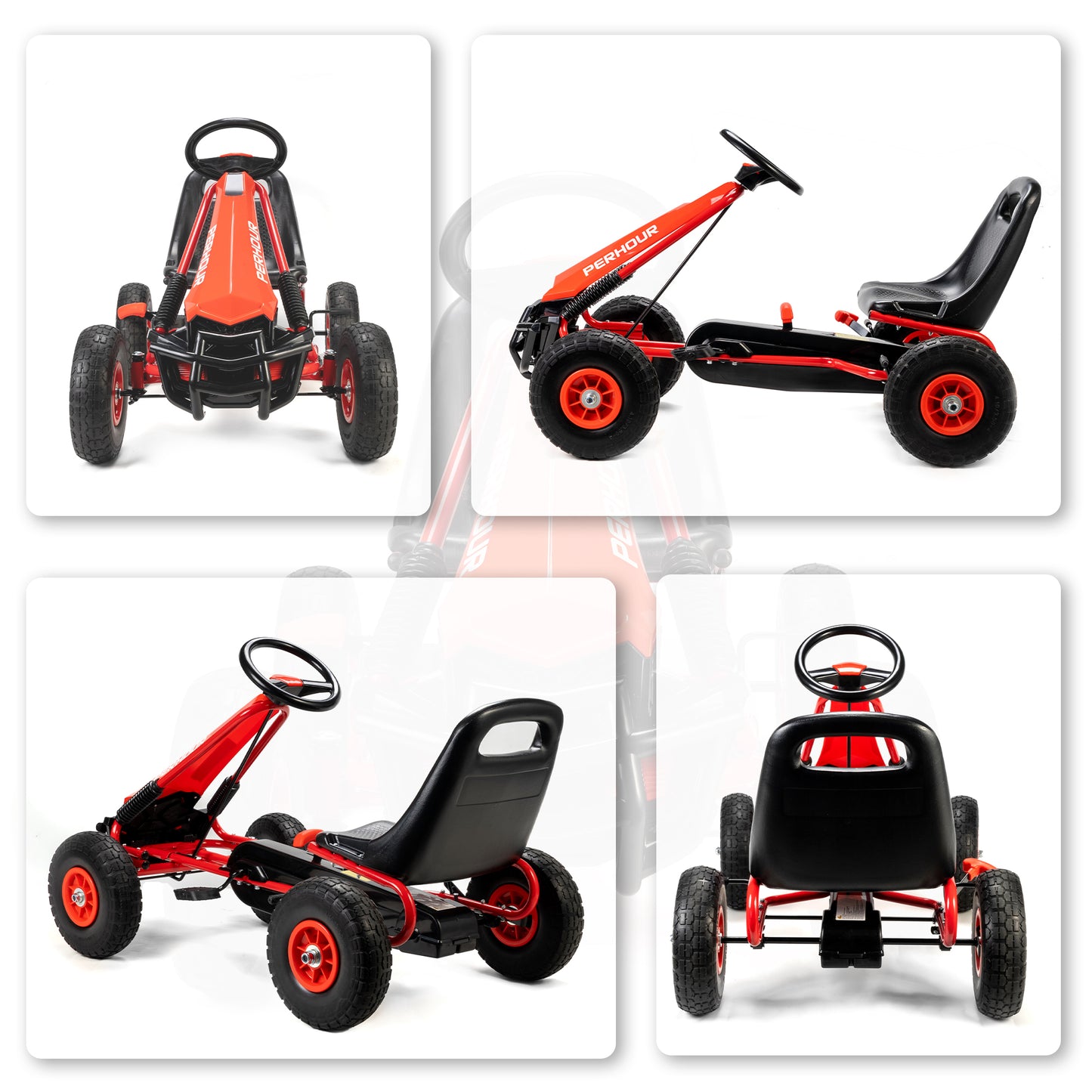 Kids Pedal Go Kart with Adjustable Seat, EVA Tyres, Manual Clutch, Brake, Go Kart for Kids 3-8 Years, Red