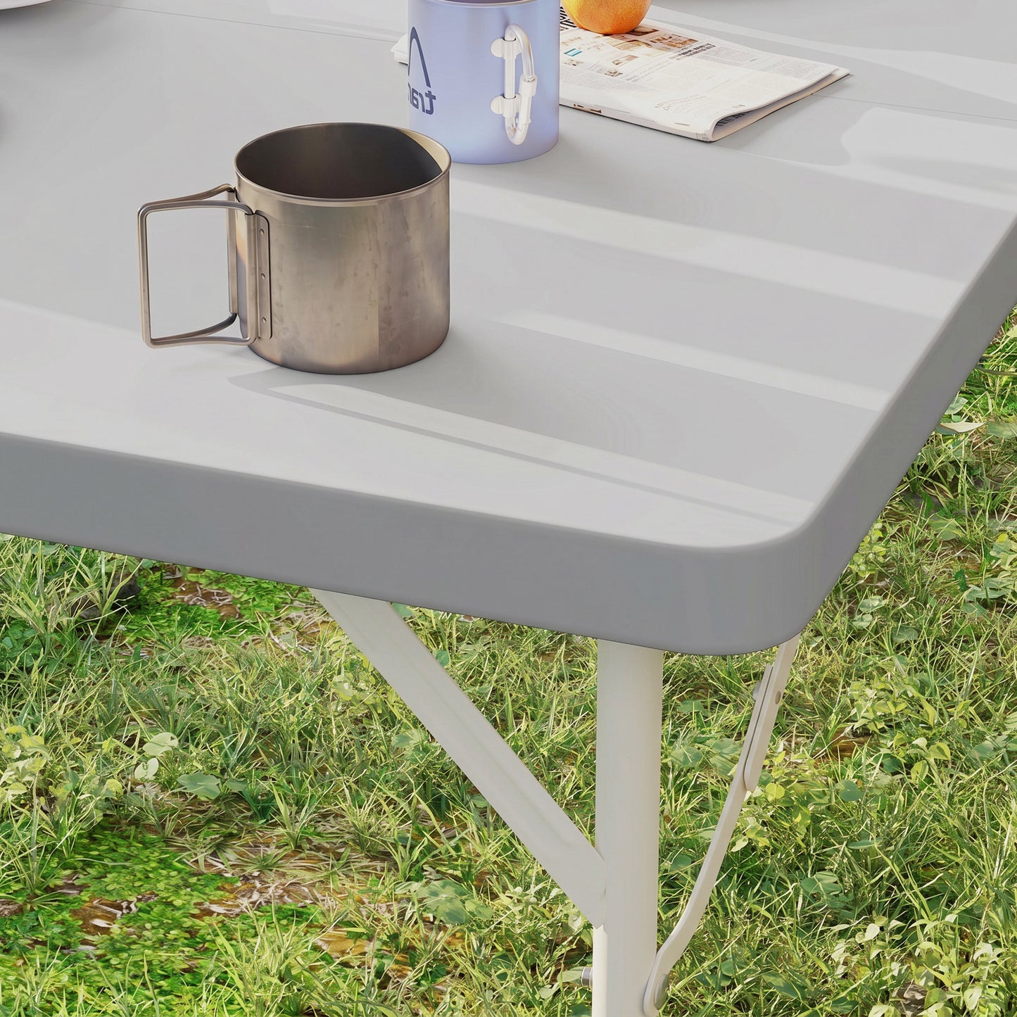 34/74cm Folding Camping Table, with Handle - Grey