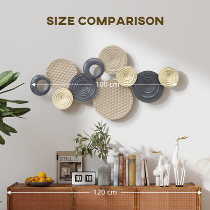 Metal Wall Art, Modern Hanging Wall Decor with Multi-Disc Design for Living Room Bedroom Dining Room
