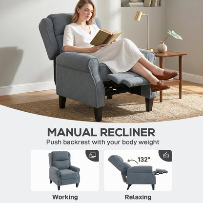 Recliner Armchair with Extended Leg Rest - Grey