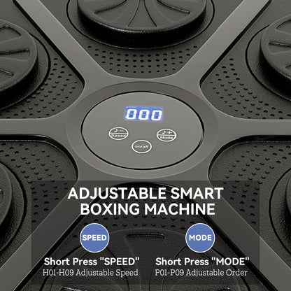 Music Boxing Machine, Smart Bluetooth Boxing Machine Wall Mounted with 9 Speeds & Modes, LED Lights and Gloves