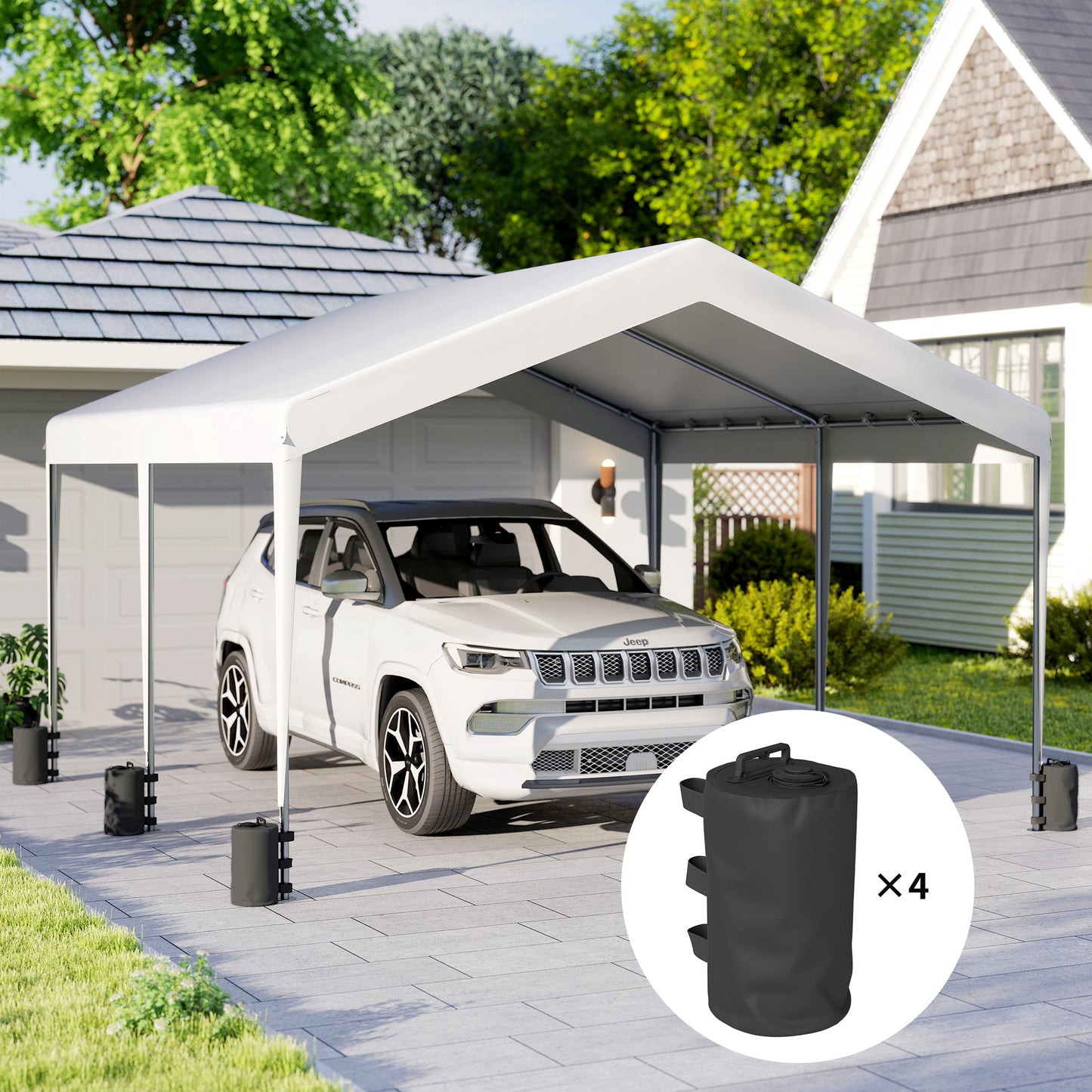 Set of 4 Gazebo Weights Sand Bags, Gazebo Water Weights Bags with Carry Handles for Garden Marquee, Parasol, Black