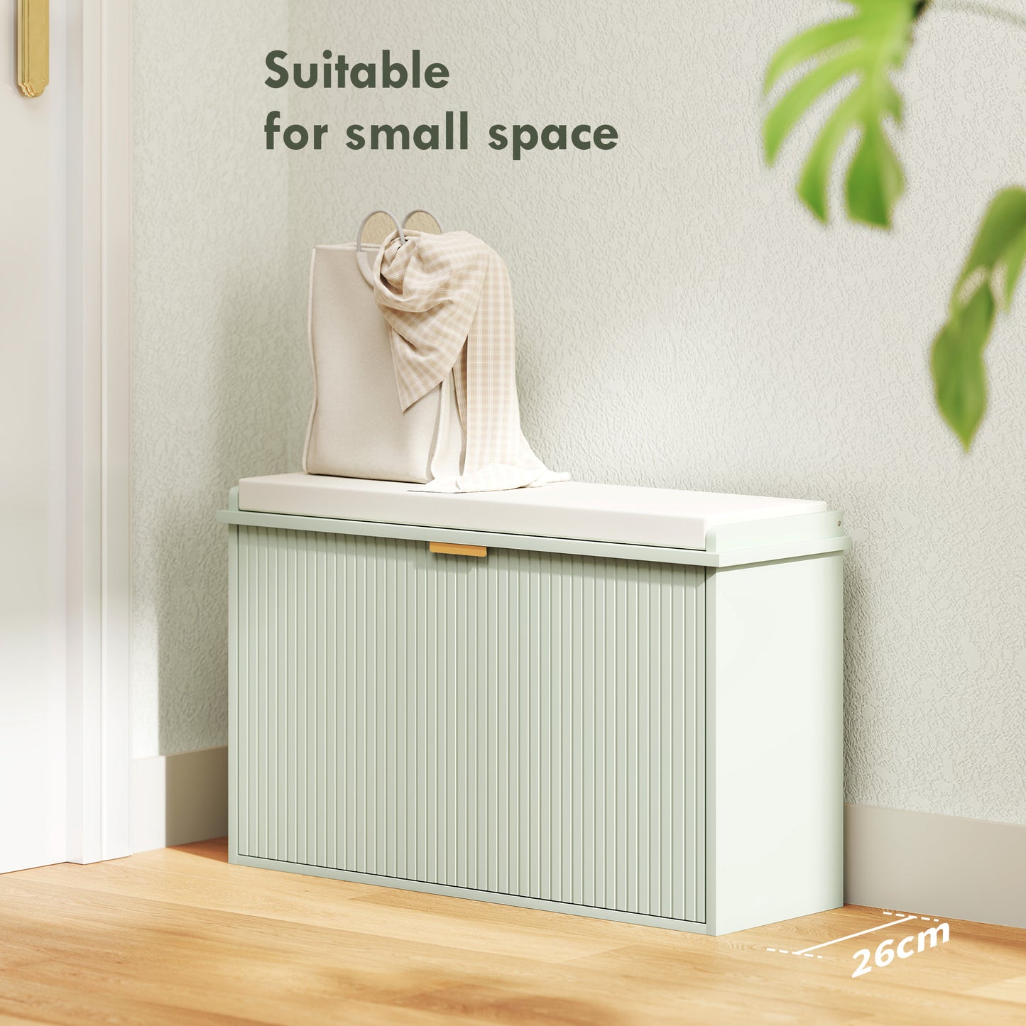Elegant Eight Shoe Bench, with Top Seat - Green