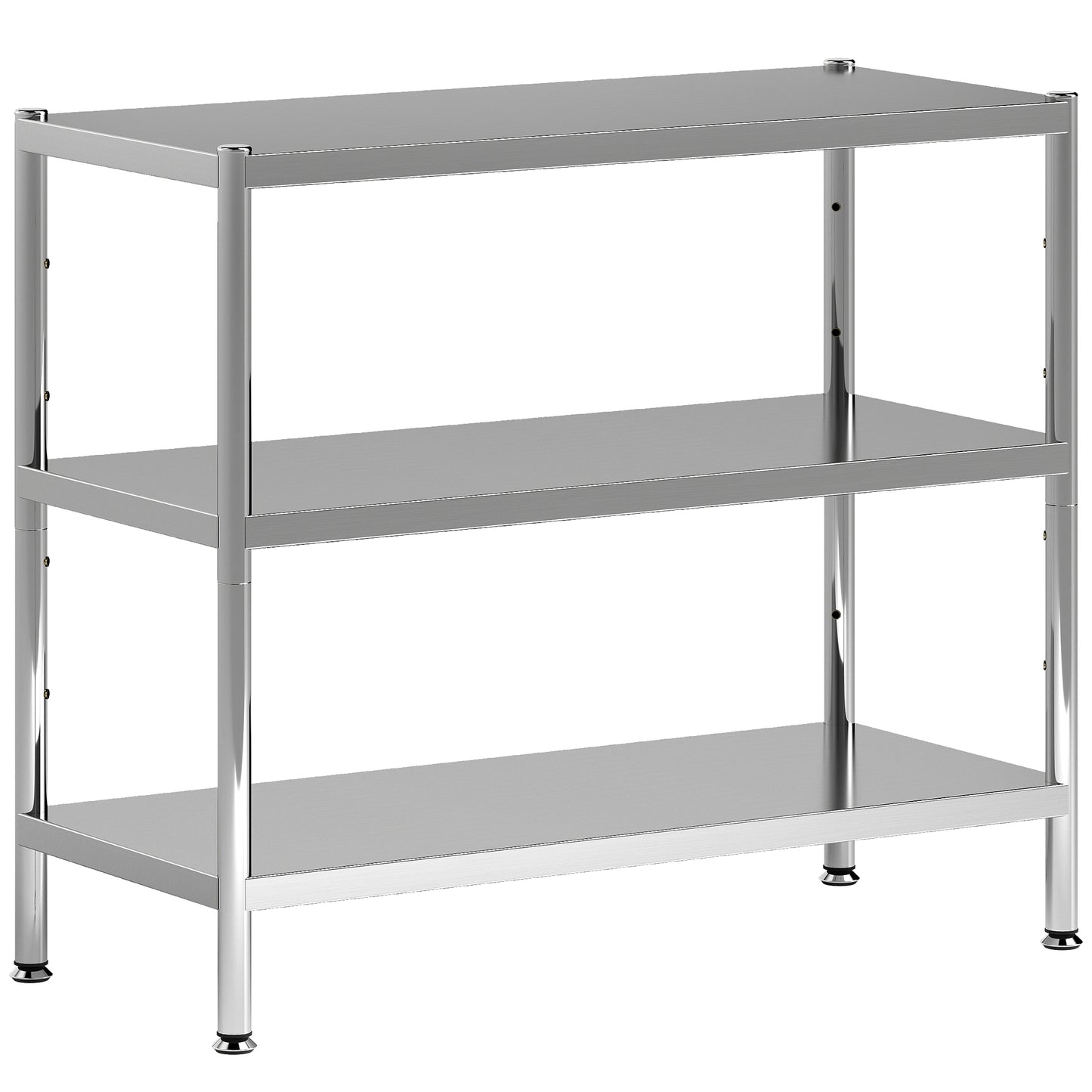 3-Tier Bakers Rack with Storage, Stainless Steel Microwave Stand with Adjustable Shelves for Small Spaces