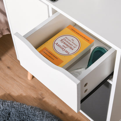 Sideboard Floor Cabinet Storage Cupboard with Drawer and Solid Wood Legs for Bedroom, Living Room, Entryway, Grey