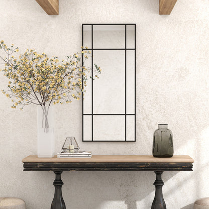 Decorative Grid Wall Mirror, with Back Hooks - Black