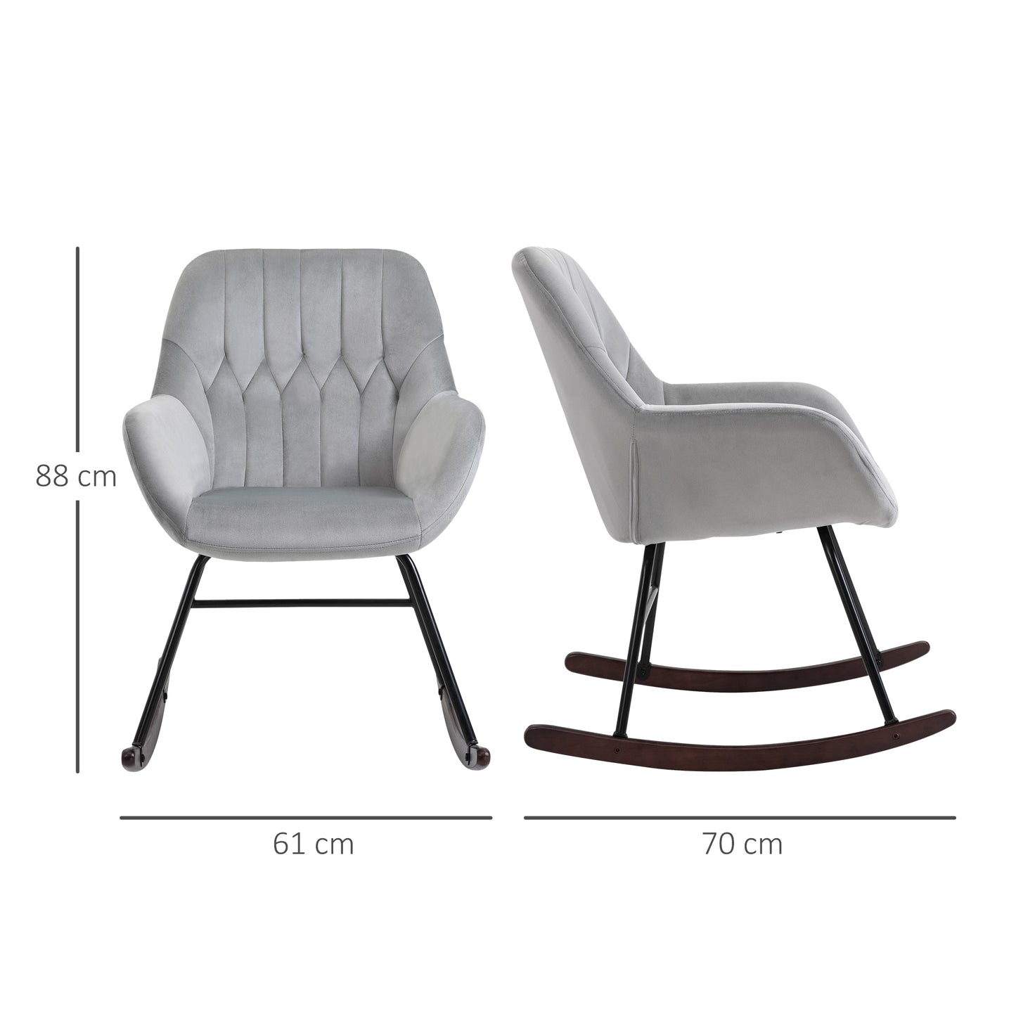 Rocking Chair Reading Accent Armchair with Steel Frame Sponge Padded for Living Room, Dining Room, Office, Balcony