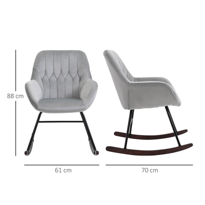 Rocking Chair Reading Accent Armchair with Steel Frame Sponge Padded for Living Room, Dining Room, Office, Balcony