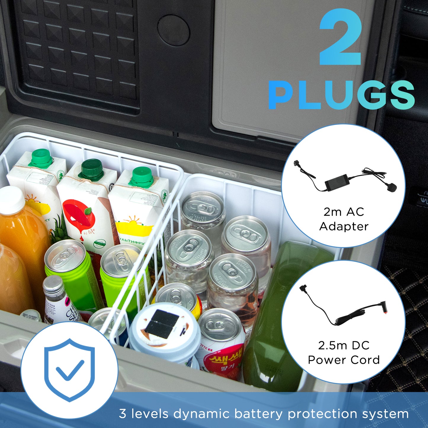 40L Camping Fridge, Portable Freezer Compressor Car Refrigerator with LED, Telescopic Handle