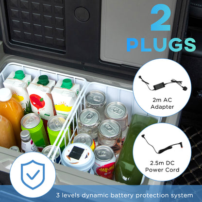 40L Camping Fridge, Portable Freezer Compressor Car Refrigerator with LED, Telescopic Handle