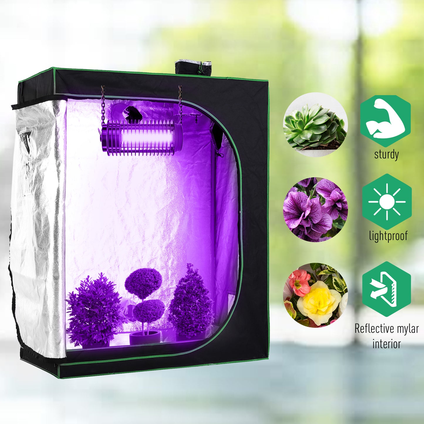 Grow Tent Reflective Mylar Hydroponic with Adjustable Vents and Floor Tray for Indoor Plant Growing