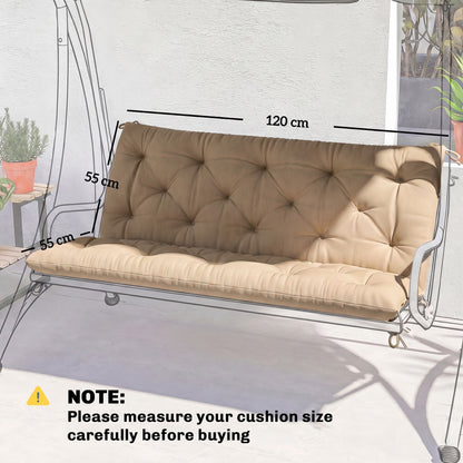 Garden Bench Cushion, 2 Seater Swing Chair Cushion, Seat Pad with Ties for Indoor and Outdoor Use, 110 x 120 cm