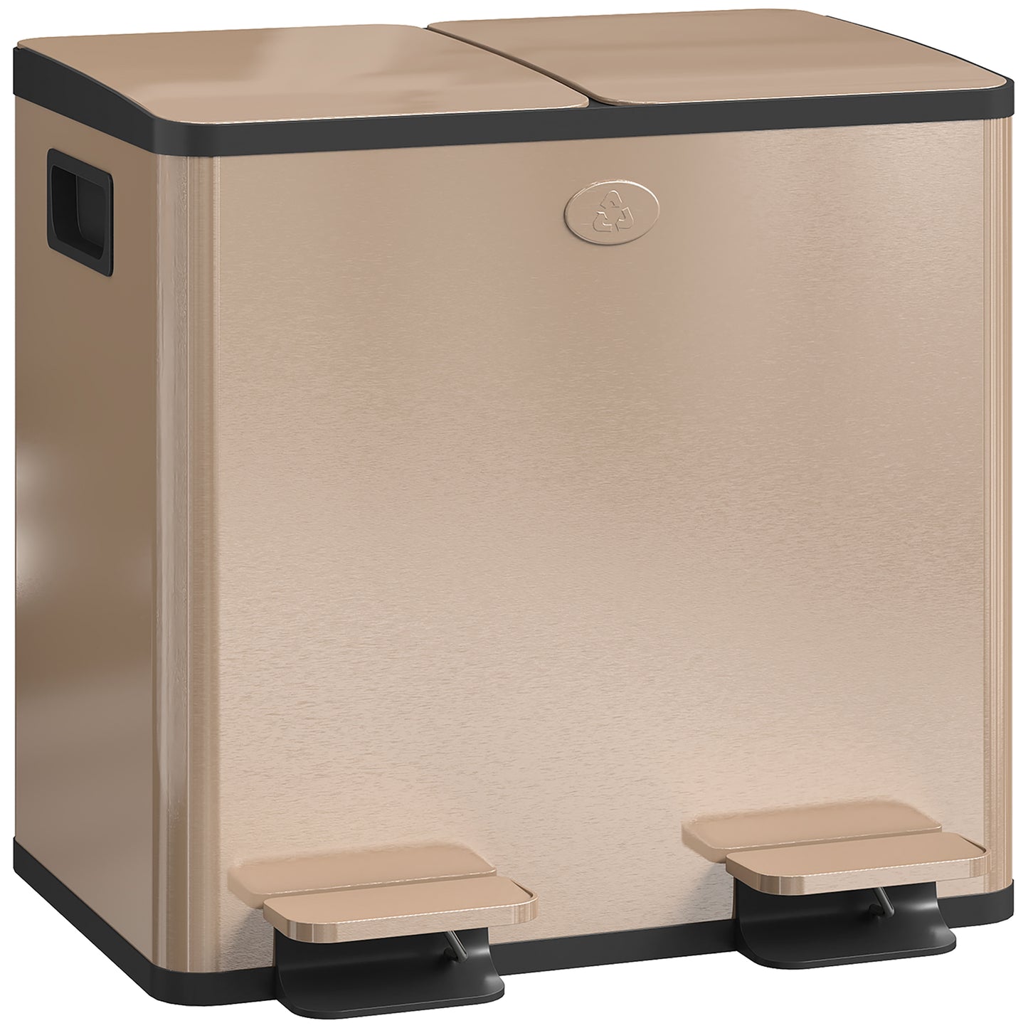 30L Dual Compartment Stainless Steel Bin, with Deodoriser Holders - Gold Tone