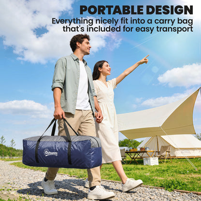 5 Man Camping Tent, Large Tunnel Tent, Water Resistant Hiking Shelter with Groundsheet and Carry Bag, Navy Blue