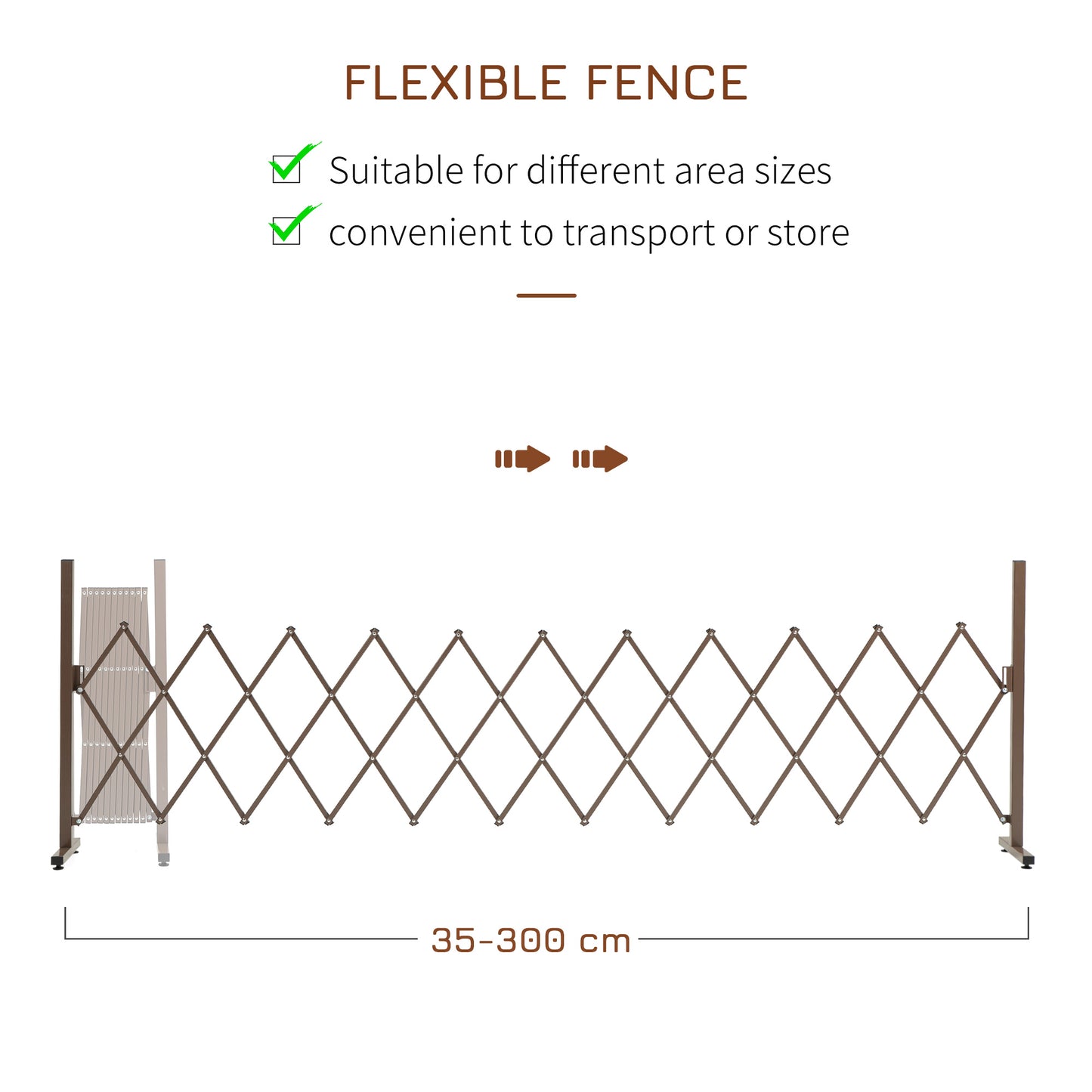 Expanding Trellis Fence, Freestanding Movable Fence, Foldable Garden Screen Panel, 300 x 103.5 cm, Dark Brown