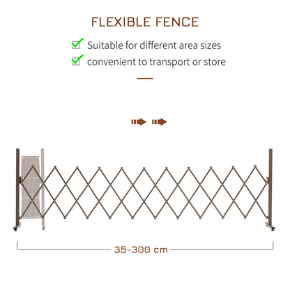 Expanding Trellis Fence, Freestanding Movable Fence, Foldable Garden Screen Panel, 300 x 103.5 cm, Dark Brown
