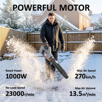 Leaf Blower Cordless with 2 x 4000mAh Batteries & Charger, 36V Lightweight Garden Blower with 1000W Brushless Motor