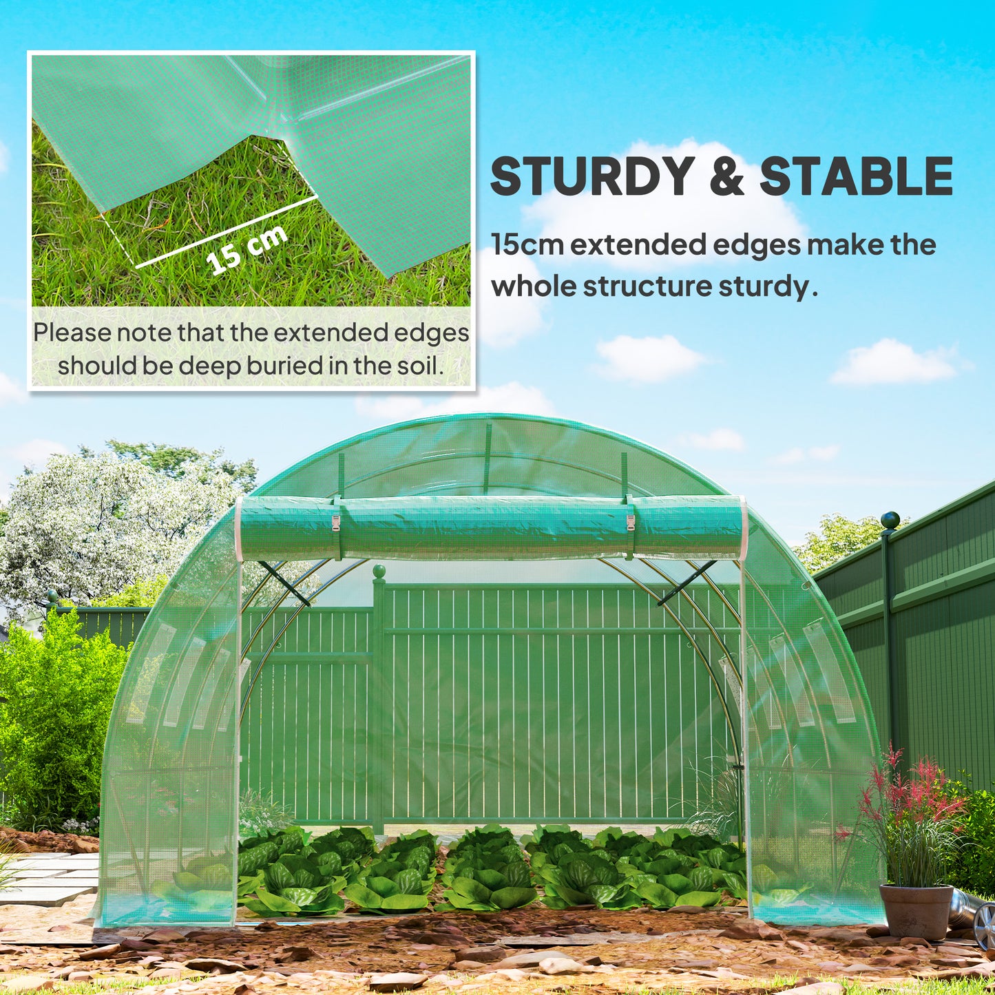4 x 3 x 2m Polytunnel Greenhouse Replacement Cover ONLY Winter Garden Plant PE Cover for Tunnel Walk-in Greenhouse with Roll