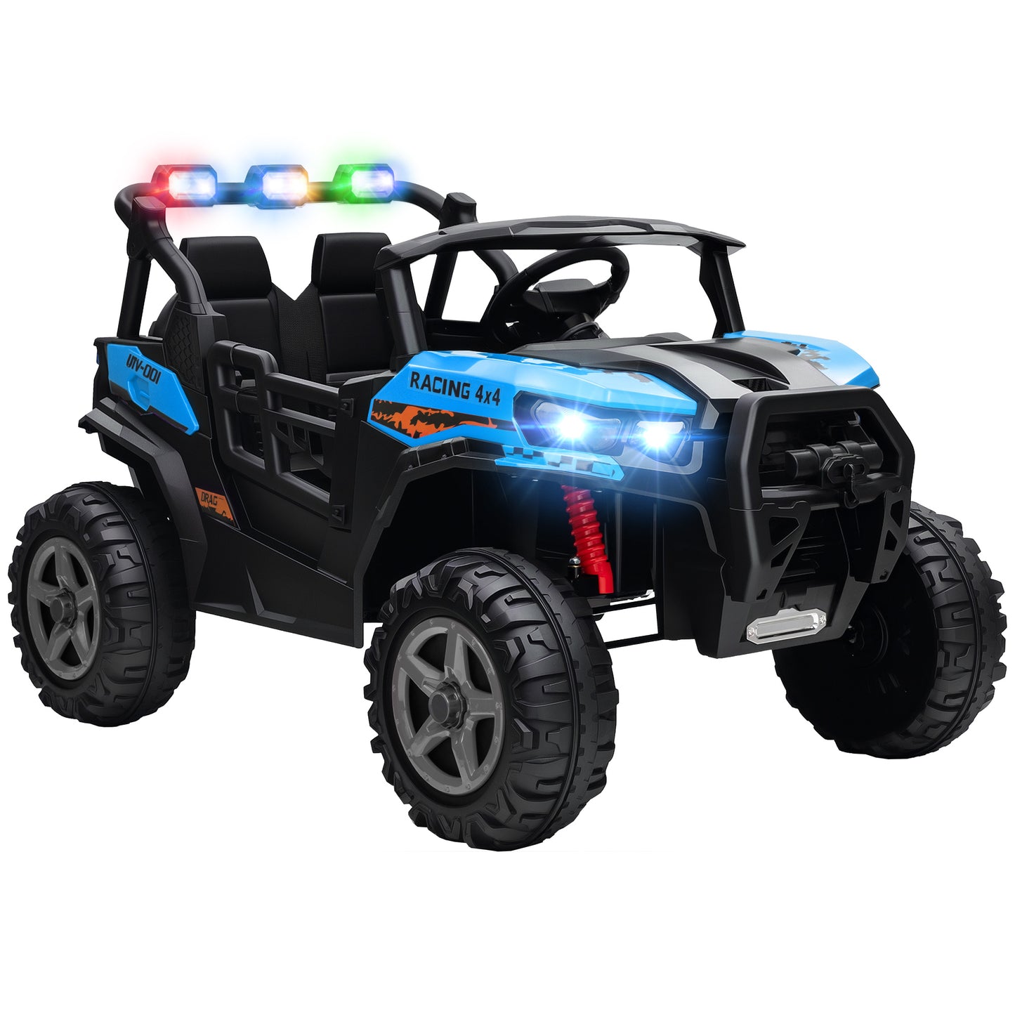 24V Electric Ride on Car, 2-Seater Electric Car for Kids with Remote, Bluetooth, Soft Start, Suspension Spring, Blue