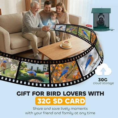 Smart Bird Feeder Camera 2K HD with AI Identifies 16,000+ Species, 2K HD Auto Capture Video, APP Instant Notifications